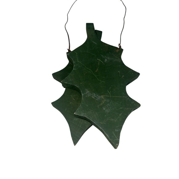 Primitive Holly Leaf Christmas Wall Hanging Rustic Wood Folk Art Decor - Picture 8 of 16